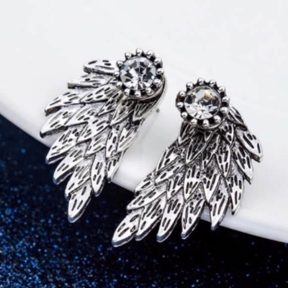 Jewelry - 5 for $25 Double Sided Crystal Wing Earrings